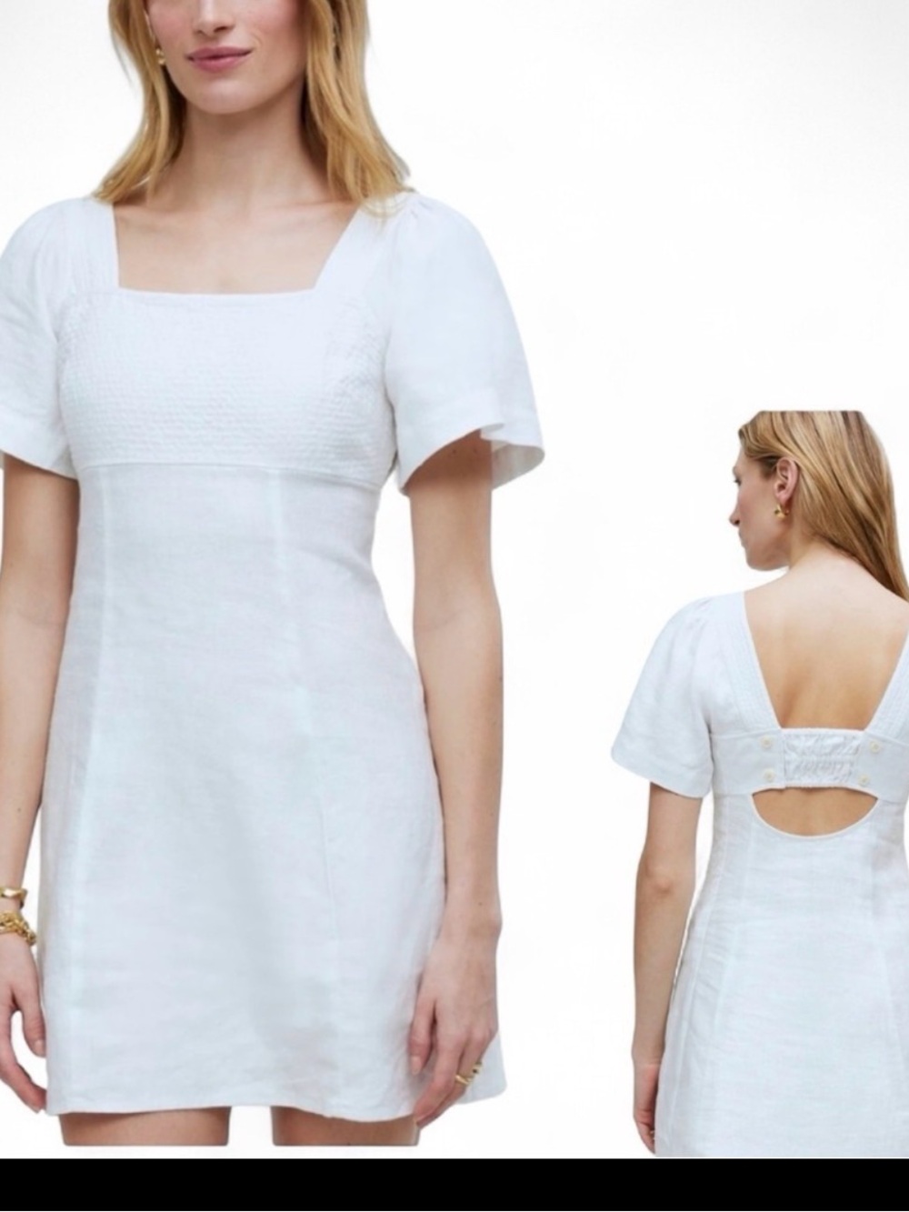 Madewell Square-Neck White Dress Size 4 NEW
